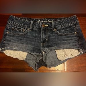 American Eagle Jean Shorts Lace Pockets Size 3